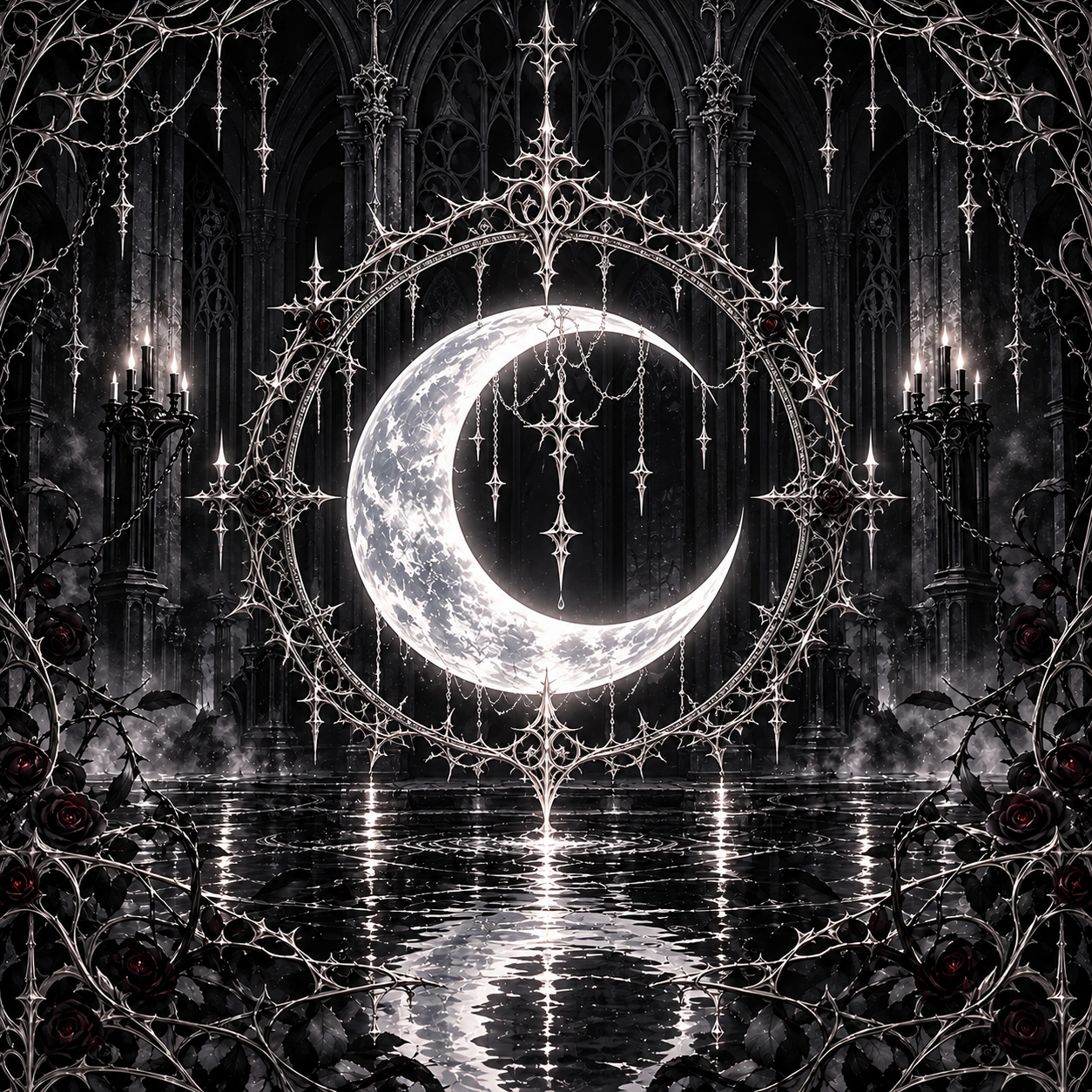 Moon halo in a gothic cathedral